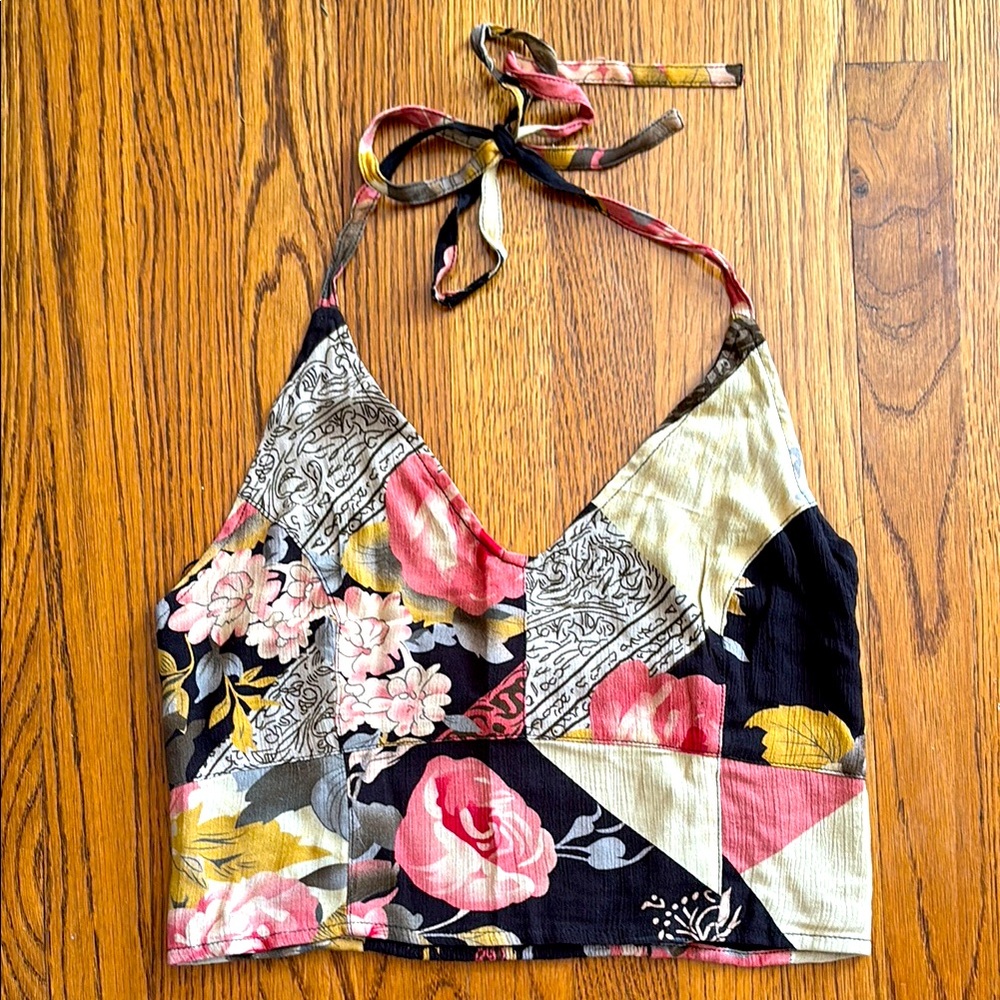 Free People Floral Patchwork Halter Top NWT Medium